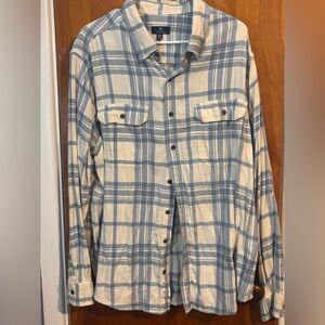Blue and White Plaid Men's Shirt